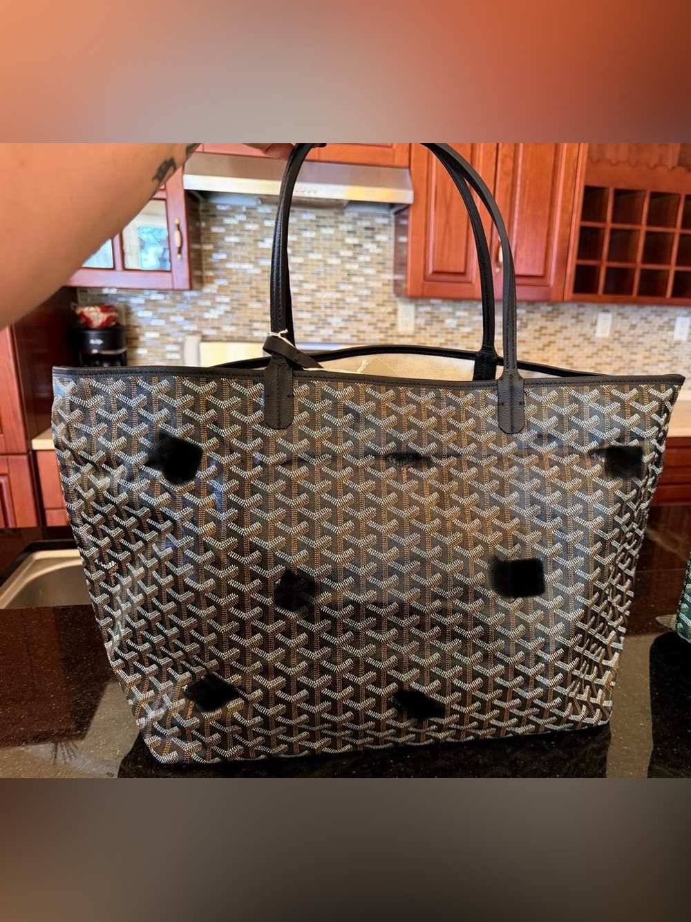 Black Patterned Tote Bag